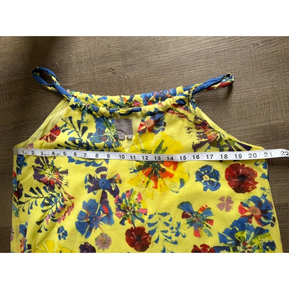 Anthropologie x Vanessa Virginia Yellow Floral Halter Shift Dress Women's 6 - Picture 5 of 7
